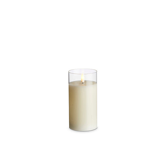 Clear Glass Ivory Pillar Candle