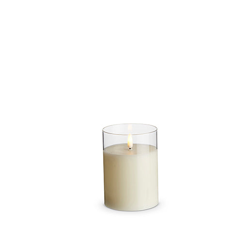 Clear Glass Ivory Pillar Candle