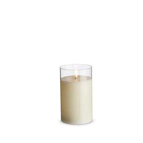 Clear Glass Ivory Pillar Candle