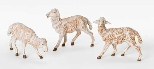 7.5" SCALE 3 PC SET SHEEP WHITE