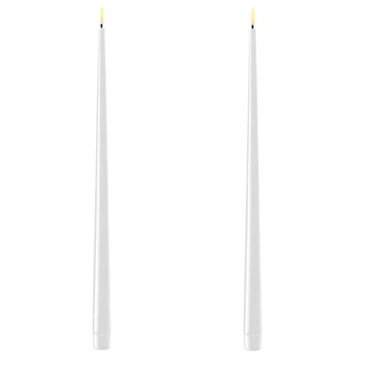 White LED Candles | 15.2" Shiny Tapers | Set of 2